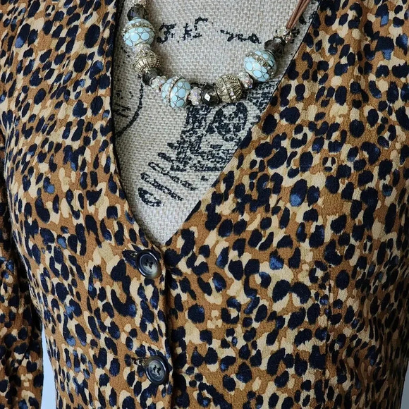 Zara TRF Animal Cheetah Print Pleated Shoulder Lined Jacket Dress Sz Small Maxi - Picture 15 of 15